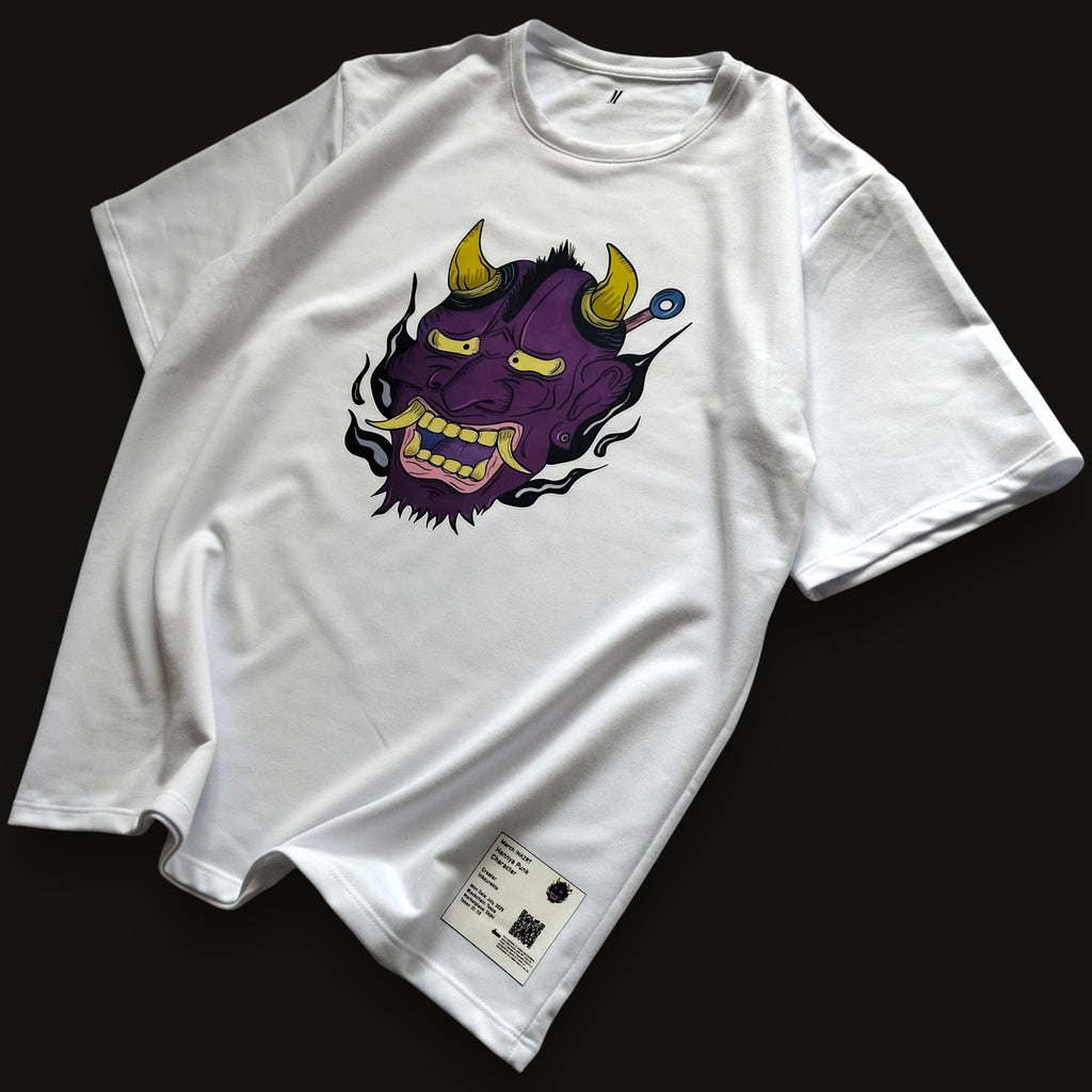Camiseta Oversize Clásica Unisex- Hannya Punk Morada- Inkzurekto Merch